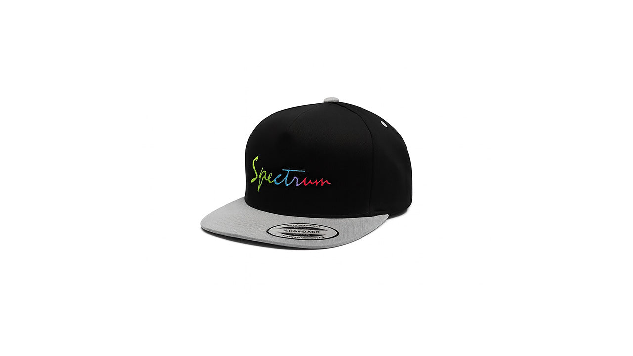 Cursive Spectrum Black SnapBack Hat